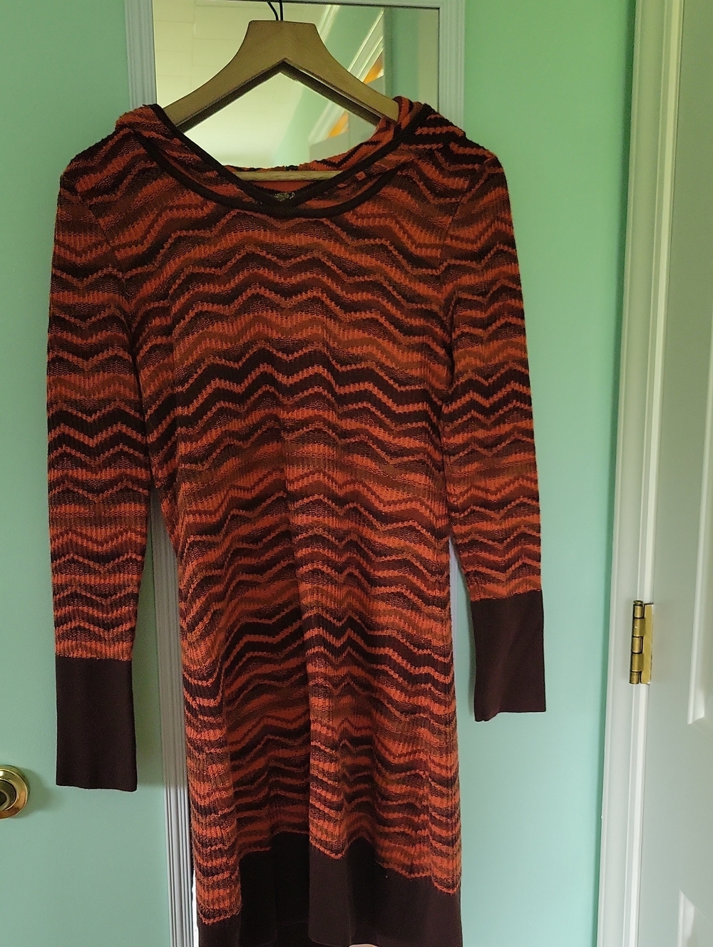 Prana Rust and Chocolate Chevron Knit Tunic/Shirtdress